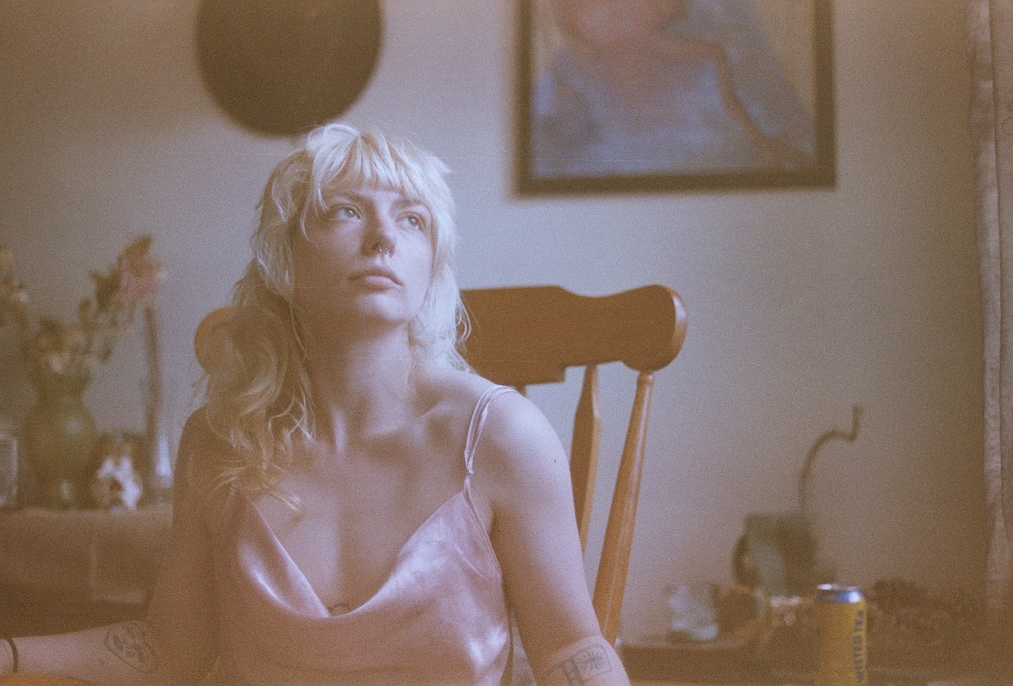 Film portrait in warm ambient light